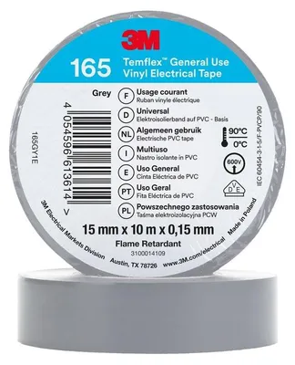Produktbild von 3M Temflex 15mmx10m Grau 165GY1E Vinyl-Isolierband 0,15mm 7100184727
