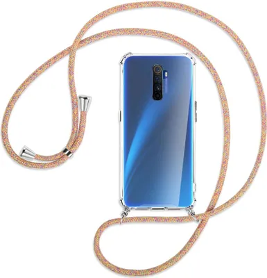 Produktbild von Handykette Backcover-Schutzhülle mit Band (Metall silberfarben) für Realme X2 Pro - Rainbow