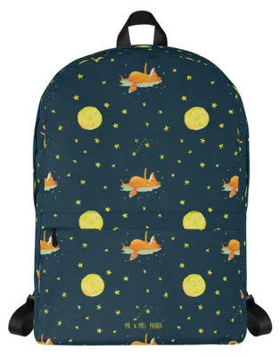 Produktbild von Mr. & Mrs. Panda Schulrucksack Fuchs Sterne - Blau - Geschenk, Spruch Positiv, Mond, Füchse, Outdoor-Rucksack, Sternengucker, Rucksack, Laptoprucksack, Business-Rucksack