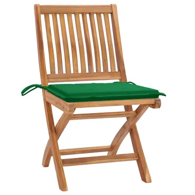 Immagine prodotto di Sedie da giardino 2 pezzi con cuscini verdi in legno massiccio di teak