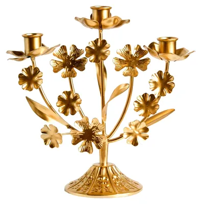 Produktbild von Kerzenhalter für 3 Kerzen aus Metall in Blumenform