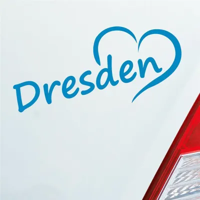 Produktbild von Auto Aufkleber Dresden Herz Stadt City Liebe Love Heimat 18x8 cm Hellblau Sticker Heckscheibenaufkleber