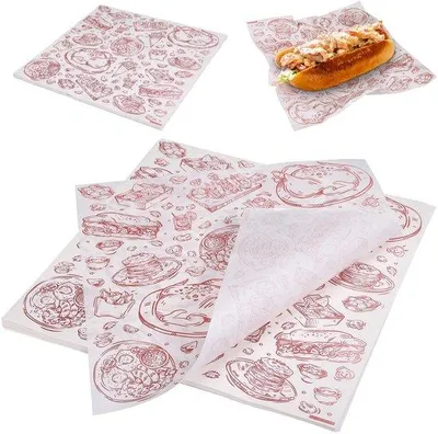 Produktbild von Gewebtes Deli-papier 100 Blätter, 30 x 30 cm, Backpapier, Verpackungspapier, Lebensmittel-sicher, für Burger, Sandwiches, Fritten, Käse
