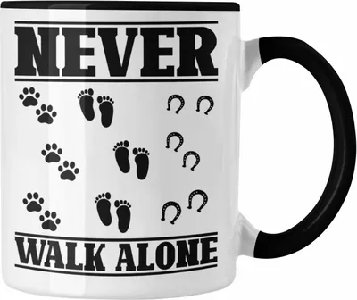 Produktbild von Trendation - Hund Pferd Reiter Tasse Geschenk Never Walk Alone Reiterin Geschenk Pferde Mädchen (Schwarz)