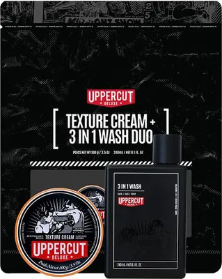 Produktbild von Uppercut Deluxe Geschenkset Texture Cream 100 g + 3in1 Shampoo 240 ml – Styling & Pflege Set, Volumen & Kontrolle