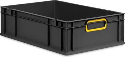 Immagine prodotto di Eurobox NextGen Color | HxLxP 17x40x60cm | 34 litri | maniglie gialle chiuse | nero | Eurocontenitore, contenitore per il trasporto, contenitore per il trasporto, contenitore impilabile
