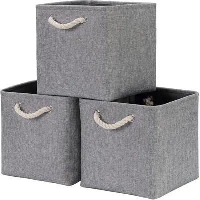 Produktbild von Aufbewahrungsbox Stoff Grau 33 x 38 x 33 cm 3er Set