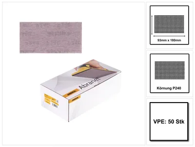 Produktbild von Mirka ABRANET Schleifstreifen Grip 93x180mm P240 50 Stk. ( 5412805025 )