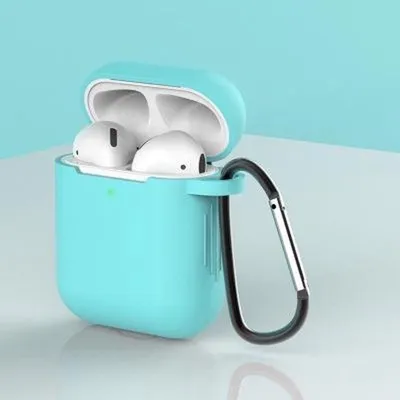 Produktbild von Jumadas Apple Airpods Hülle – „Geeignet“ für Airpods 1 und 2 – Softcase – Hellblau – Schutzhülle + Clip