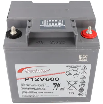 Produktbild von Exide Sprinter P12V600 Blei Akku mit M6 Schraubanschluss 12V, 24000mAh