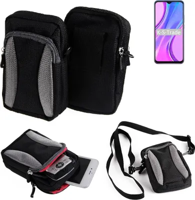 Produktbild von K-S-Trade Holster Schutz Hülle kompatibel mit Xiaomi Redmi 9 Handy Hülle Gürteltasche Umhängetasche mit Zusatzfach schwarz