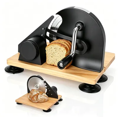 Immagine prodotto di Manueller affettatrice per pane - Spessore del taglio regolabile - Acciaio inossidabile - Base antiscivolo - Adatta per pane e toast