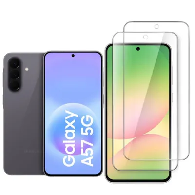 Produktbild von CLM-Tech 2er Set Schutzfolie kompatibel mit Samsung Galaxy A57 5G - Panzerfolie Panzerglas Crystal Clear - Displayschutz 9H Glas - Folie kristallklar 2X Stück