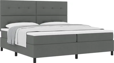 Obrázek produktu pro vidaXL Skříňová postel s matrací tmavě šedá 200 x 200 cm látka