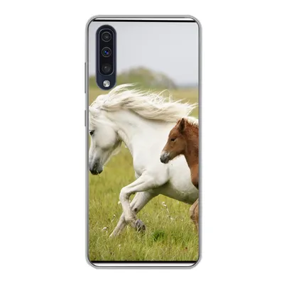 Produktbild von MuchoWow® Handyhülle Schutzhülle Hülle für Samsung Galaxy A30s Pferde - Tiere - Gras Silikon Softcase Handy Hülle - Karteninhaber