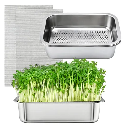 Productafbeelding van Kiemschakelaarset, 2 stuks, roestvrij staal, groeiset voor mungbonen, alfalfa, tarwegras