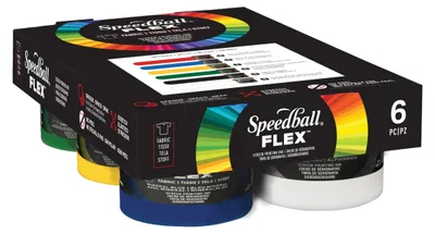 Productafbeelding van Flexibele Zeefdrukverf Set met 6 Kleuren 4 Oz voor Creatieve Projecten