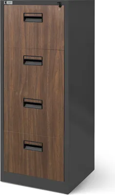 Obrázok produktu pre Závesná kartotéka Kartotéka s 4 zásuvkami Oceľový plech Práškové lakovanie 132 cm x 46 cm x 62 cm (v x š x h) Antracitová / orech