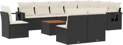 Produktbild von vidaXL 11-tlg. Garten-Sofagarnitur mit Kissen Schwarz Poly Rattan