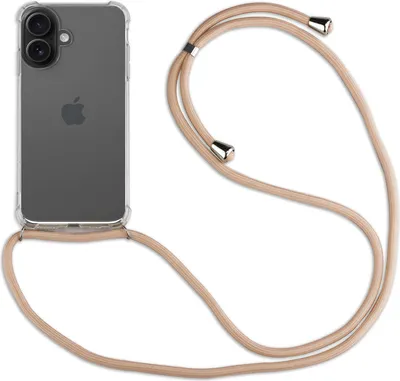 Produktbild von Handykette für Apple iPhone 16 – Handyhülle mit Band & Kordel Beige/Braun