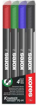 Obrázok produktu pre Popisovač permanentní Kores K-Marker, 1 mm, 4 ks