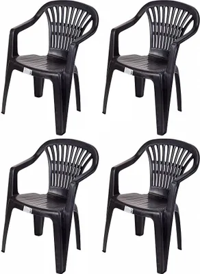 Produktbild von 4x Gartenstuhl Bistrostuhl Balkonstuhl Stapelstuhl Stuhl Kunststoff Schwarz 0820 offen