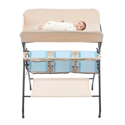 Produktbild von Wickelkommode Klappbare Wickeltischauflage Wickeltisch Baby Wickelregal Eisenrahmen+Oxford Gewebe Mobile Wickelauflage Kombi