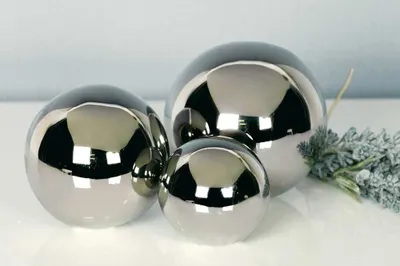 Produktbild von Casablanca 3tlg. Set Dekokugel Silverball aus Keramik silber 76727