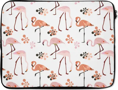 Produktbild von MuchoWow® Laptop Hülle 17 Zoll Laptoptasche Muster - Flamingo - Blumen - Zipper - Schutzabdeckung