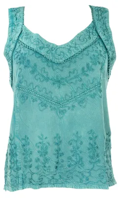 Produktbild von Besticktes Indisches Hippie Top, Kurze Boho-chic Bluse - Aqua, Damen, Türkis, Viskose, Tops & T-Shirts