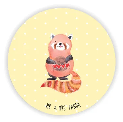 Produktbild von Mr. & Mrs. Panda magnet Roter Panda - Gelb Pastell - Geschenk, Liebe, für fotos, Liebling, Gute Laune, kühlschrank, Kühlschrankmagnet, magnettafel, wandmagnet, Herz, Rot