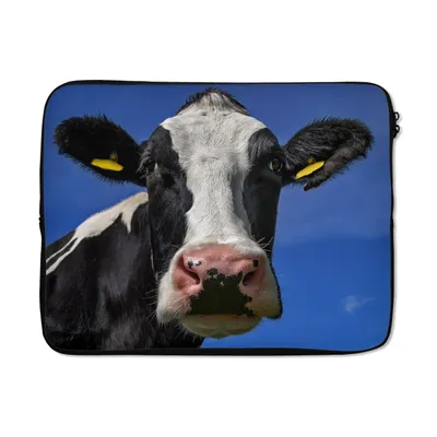 Produktbild von MuchoWow® Laptop Hülle 15 Zoll Kuh - Blau - Tiere Laptoptasche - Laptoptasche - Sleeve - Rundum-Schutz