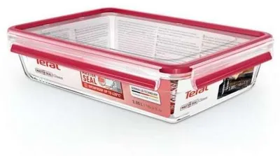 Zdjęcie produktu dla Tefal MasterSeal N10412, Pudełko, Prostokątny, 3 l, Przezroczysty, Czerwony, Szkło, 420 °C