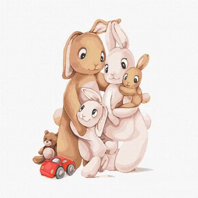 Produktbild von Malen nach Zahlen - Kleine Kaninchenfamilie