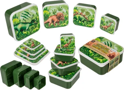 Zdjęcie produktu dla Pudełko na lunch, dinozaur, zestaw 4 sztuk