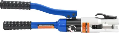 Produktbild von Hydraulische Rohrpresse - Presszange - 10 t (10.000 kg) - 5 Pressbacken M12–M28 - Sechskantpressung - Hub 20 mm - für Kupferrohre - mit Werkzeugkoffer - Blau