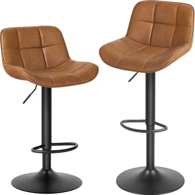 Produktbild von EUGAD Barhocker höhenverstellbar 360° drehbar, ergonomischer Hocker im Bar, Sitz 49x36 cm, Braun