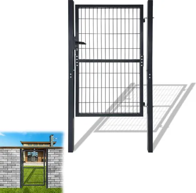 Produktbild von UISEBRT 150 x 100 cm Gartentür Gartentor Anthrazit mit Schloss und Griff Starker Stahl Hoftor Gartentore Zauntor Zauntür Gartentür Gartenzaun