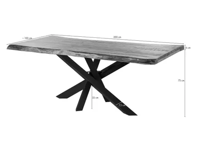 Image de MASSIVMOEBEL24 | Table à manger 200x100x79 en bois de manguier laqué naturel / pieds Mikado anthracite mat FREEFORM 5
