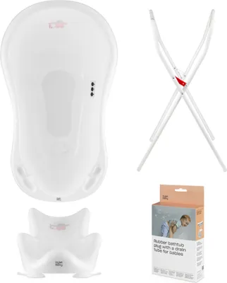 Obrázok produktu pre Detská vanička, sedadlo, stojan, odtok - biela