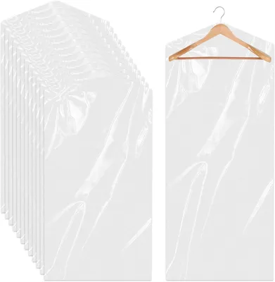 Imagen del producto de Fundas transparentes para ropa, 12 unidades, 60x150 cm, a prueba de polvo, para guardar ropa