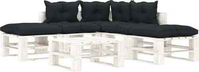 Immagine prodotto di Set da salotto color antracite con struttura in legno e gruppo di 6 sedute