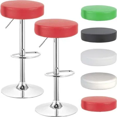 Productafbeelding van Verstelbare Draaibare Barkrukken Set van 2 - Kunstleer Barstoelen voor Keuken en Eetkamer - Rood