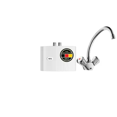 Produktbild von AEG hydraulischer Klein Durchlauferhitzer MTH 350 UT mit 2-Griff Armatur, nur fürs Handwaschbecken, 3,5 kW, mit Stecker 230V, drucklos, VDE
