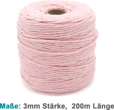 Produktbild von Vershy Makramee Garn - 200m (Stärke: 3mm) - 100% Natürliches, gezwirntes Baumwolle Garn Rosa