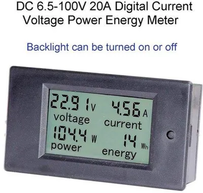 Obrázek produktu pro 1 St. DC 6,5-100V 20A LCD displej, digitální měřič proudu, napětí, výkonu a energie, multimetr, ampérmetr, voltmetr, 4 v 1, digitální měřič proudu, napětí, výkonu a kWh