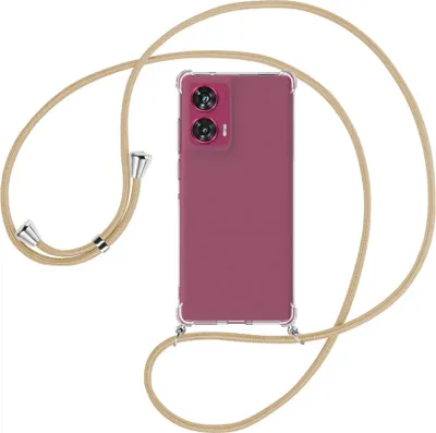 Produktbild von Handykette Backcover-Schutzhülle mit Band (Metall silberfarben) für Motorola Edge 50 Fusion 5G - caramel