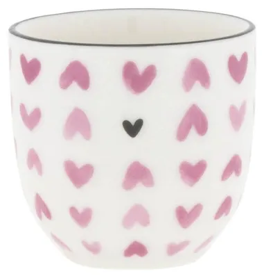 Produktbild von Eierbecher Hearts all over Herzen weiß rosa H. 5cm Keramik Bastion Collections