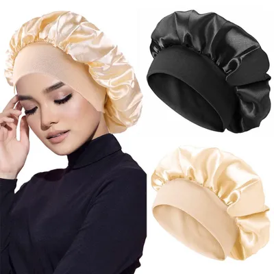 Produktbild von 2 Stück Satin-Mütze, für Nachthaare, Seidenmütze, Nachtmütze aus Satin, Mütze au