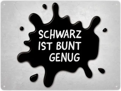 Produktbild von Schwarz ist bunt genug Metallschild XXL mit Farbklecks Motiv